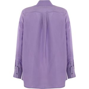 Max Mara Weekend, Blouses & Shirts, Dames, Paars, XL, Zijden Lila Shirt Lange mouw Knoopsluiting voorzijde