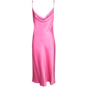 Stella McCartney, Roze Satijnen Mouwloze Midi Jurk Roze, Dames, Maat:S