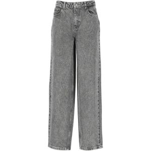 Rotate Birger Christensen, Grijze Katoenen Jeans met Strass Details Grijs, Dames, Maat:W28