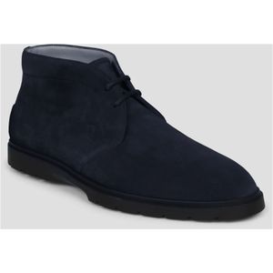 Tod's, Schoenen, Heren, Blauw, 44 EU, Suède, Suede Desert Boots met Rubber Kiezels