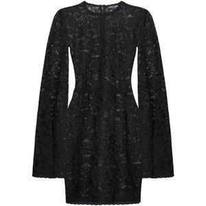Dolce & Gabbana, Kleedjes, Dames, Zwart, M, Zwarte Mini Kimono Mouw Jurk