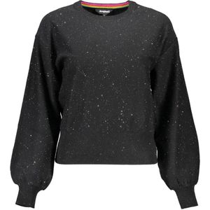 Desigual, Sweatshirts & Hoodies, Dames, Zwart, L, Polyester, Zwarte Polyester Trui met Contrasterende Details