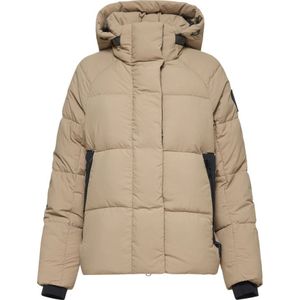 Canada Goose, Jassen, Dames, Beige, M, Nylon, Gewatteerde Parka met Hoge Kraag