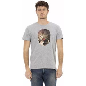 Trussardi, Grijze Katoenen T-shirt met Voorkant Print Grijs, Heren, Maat:2XL