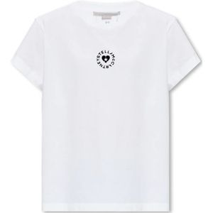 Stella McCartney, Tops, Dames, Wit, S, Katoen, T-shirt met logo