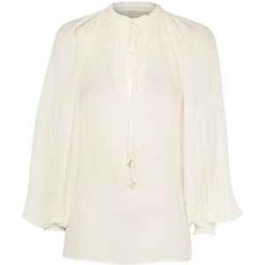 Patrizia Pepe, Blouses & Shirts, Dames, Wit, M, Polyester, Witte Lange Mouw Blouse Zomer