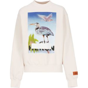 Heron Preston, Sweatshirts & Hoodies, Dames, Roze, L, Katoen, Roze Katoenen Sweatshirt met Contrasterende Print