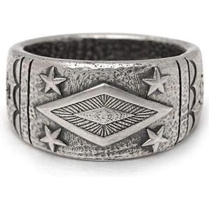 Nialaya, Accessoires, Heren, Grijs, 62 MM, Vintage Sterling Zilveren Ring Geïnspireerd door Native American Indians
