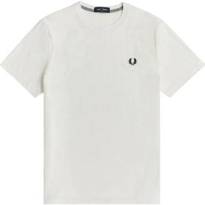 Fred Perry, Tops, Heren, Wit, S, Katoen, Elegante Katoenen T-shirt met Laurel Logo