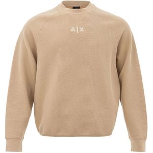 Armani Exchange, Sweatshirts & Hoodies, Heren, Beige, M, Katoen, Neutrale Beige Katoenen Trui