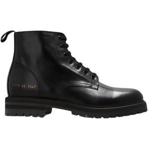 Common Projects, Leren gevechtslaarzen Zwart, Dames, Maat:41 EU