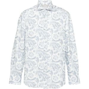 Brunello Cucinelli, Overhemden, Heren, Blauw, XL, Katoen, Blouses Shirts