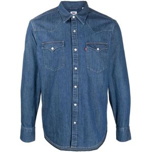 Levi's, Overhemden, Heren, Blauw, M, Denim, Western Stijl Denim Jeans