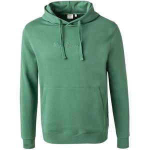 Pepe Jeans, Katoenen hoodie met geborduurd logo Groen, Heren, Maat:L