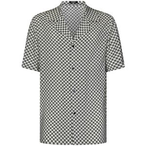 Balmain, Overhemden, Heren, Veelkleurig, M, Zwarte shirt met Mini Monogram print