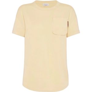 Brunello Cucinelli, Tops, Dames, Beige, S, Katoen, Lichtgewicht Jersey T-shirts en Polo's
