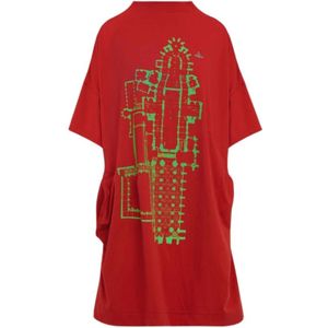Vivienne Westwood, Kleedjes, Dames, Rood, M, Katoen, Kathedraal Drunken Rode Jurk T-Shirt