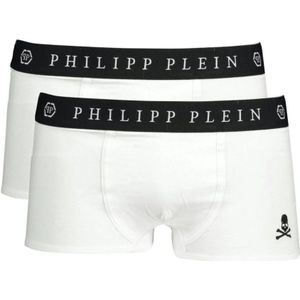 Philipp Plein, Ondergoed, Heren, Wit, XL, Katoen, Stijlvolle elastische boxershort set (2 stuks)