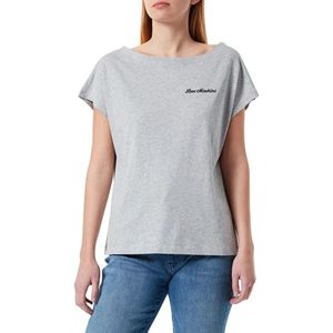 Love Moschino, Grijze Katoenen T-shirt met Hart Logo Grijs, Dames, Maat:L