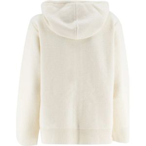 Ermanno Scervino, Sweatshirts & Hoodies, Dames, Wit, 2Xs, Wol, Bloemen Geborduurde Rits Hoodie Sweatshirt