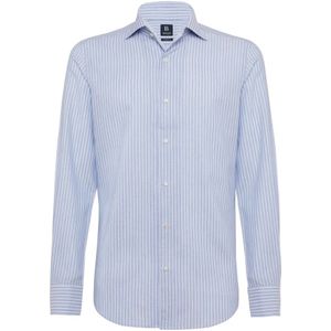 Boggi Milano, Overhemden, Heren, Blauw, 3Xl, Katoen, Regular Fit Gestreept Katoenen Dobby Overhemd