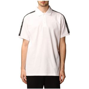 Burberry, Tops, Heren, Wit, M, Katoen, Witte Polo Shirt met Gebogen Logo