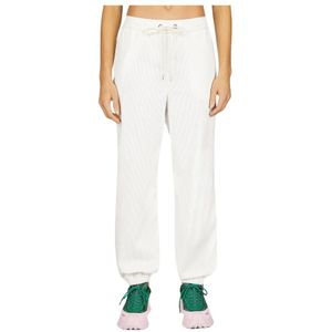 Moncler, Broeken, Dames, Wit, S, Polyester, Corduroy Track Pants met Logo Patch