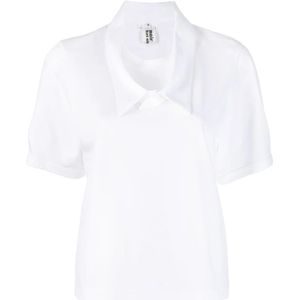 Noir Kei Ninomiya, Witte Polo T-Shirt met Korte Pofmouwen Wit, Dames, Maat:S