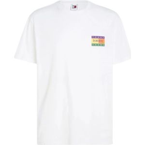 Tommy Jeans, Tops, Heren, Wit, S, Katoen, Kleurrijk Grafisch Logo T-Shirt