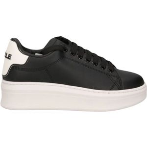 Gaëlle Paris, Schoenen, Dames, Zwart, 37 EU, Leer, Beth Sneakers met Logo op Hiel