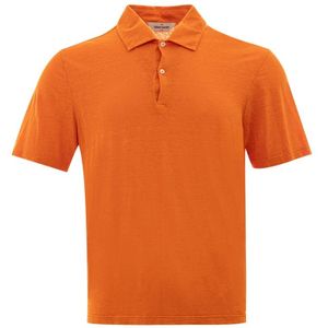 Gran Sasso, Tops, Heren, Oranje, L, Linnen, Oranje Linnen Polo Shirt