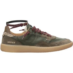 Hidnander, Schoenen, Dames, Groen, 39 EU, Suède, Groene Suède Leren Sneakers Retro Rubber