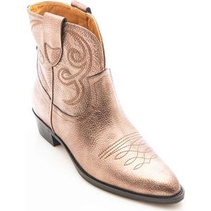 Toral, Schoenen, Dames, Beige, 39 EU, Leer, Bronzen Cowboy Enkellaars