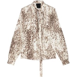 Givenchy, Blouses & Shirts, Dames, Veelkleurig, S, Luipaardprint Zijden Blouse
