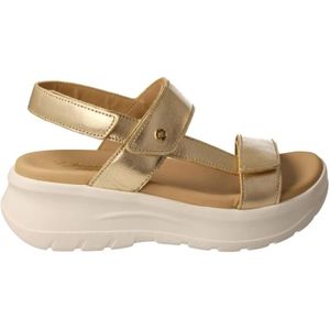 Panama Jack, Schoenen, Dames, Geel, 36 EU, Leer, Gouden Leren Comfort Sandaal