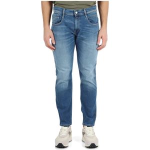 Replay, Slim Fit Bio Jeans met Vijf Zakken Blauw, Heren, Maat:W31