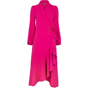 Cras, Kleedjes, Dames, Roze, XS, Polyester, Wapperende Jurk met Ruches