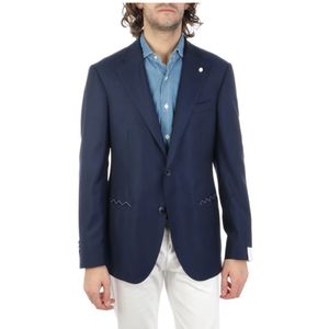 Luigi Bianchi Mantova, 02 Jas Blauw, Heren, Maat:L