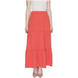 Jacqueline de Yong, Midi Geweven Lange Rok Lente/Zomer Collectie Oranje, Dames, Maat:L