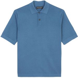 Marc O'Polo, Tops, Heren, Blauw, L, Katoen, Normale polo shirt