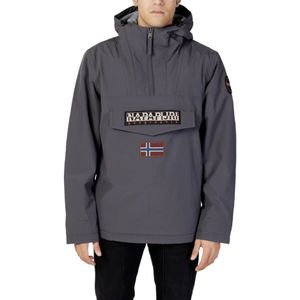 Napapijri, Jassen, Heren, Grijs, L, Nylon, Grijze Ritsjas Lange Mouw Nylon