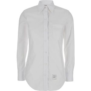 Thom Browne, Blouses & Shirts, Dames, Wit, XS, Katoen, Klassieke Kraagshirt in Wit