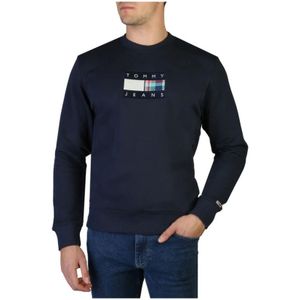 Tommy Hilfiger, Heren Sweatshirt met Lange Mouwen en Ronde Hals Blauw, Heren, Maat:S