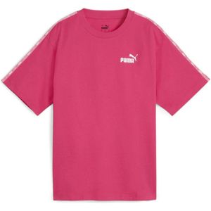 Puma, Tops, Dames, Roze, S, Katoen, Fuchsia Tape Logo T-shirt Vrouwen