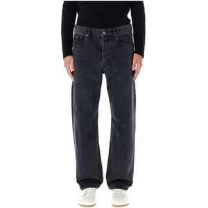 Saint Laurent, Jeans, Heren, Zwart, W32, Katoen, Zwarte Loose Straight Jeans Parijs