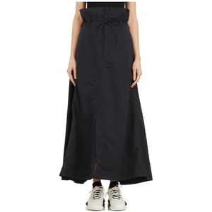 Y-3, Lange Nylon Rok Zwart, Dames, Maat:S