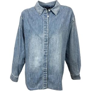 Denham, Blouses & Shirts, Dames, Blauw, XS, Katoen, Chambray Button Shirt Light Blue