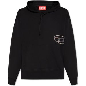 Diesel, Sweatshirts & Hoodies, Heren, Zwart, L, Katoen, ‘S-Macs-Hood’ hoodie