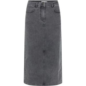 Modström, Grijze lange denim rok Harvey Grijs, Dames, Maat:L