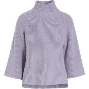 Bitte Kai Rand, Truien, Dames, Paars, S, Katoen, Lavender Sky Hoge Hals Gebreide Blouse